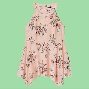 Torrid Babydoll Goddess Neck Satin Sleeveless Blouse 2X Pink Floral NWT